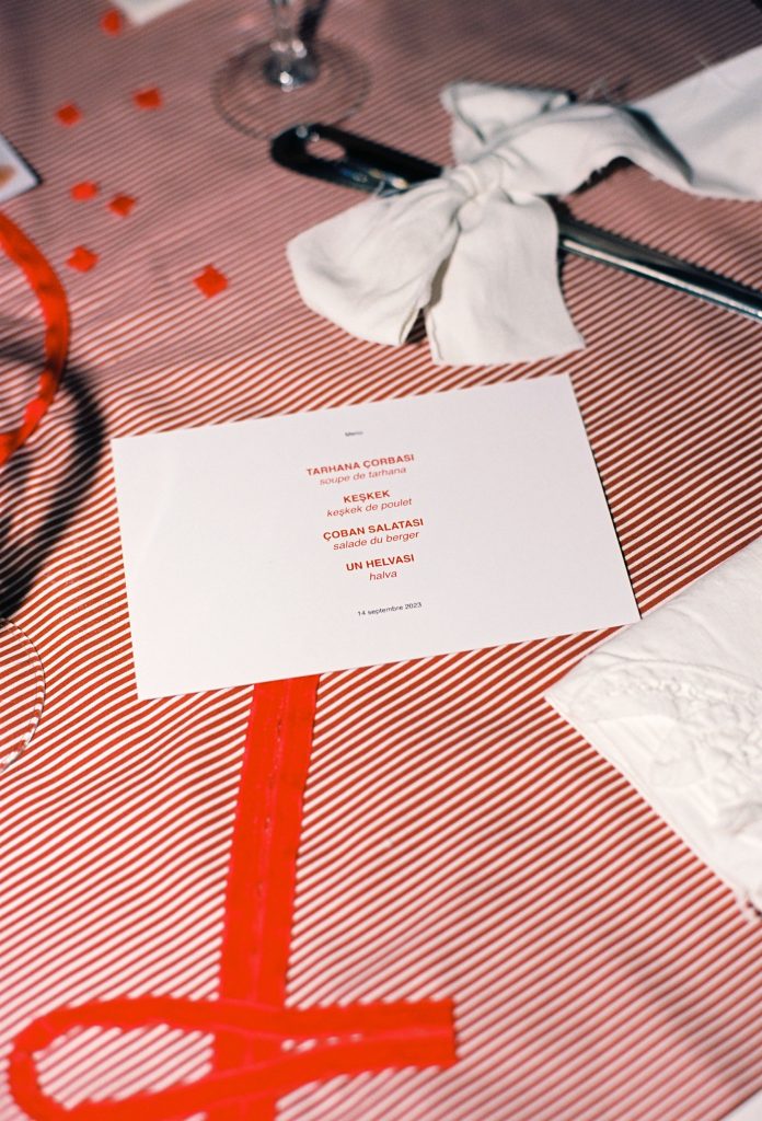 Festa, premier repas autour du keşkek, 14 septembre 2023, Marseille, détail : menu © Emma Tholot