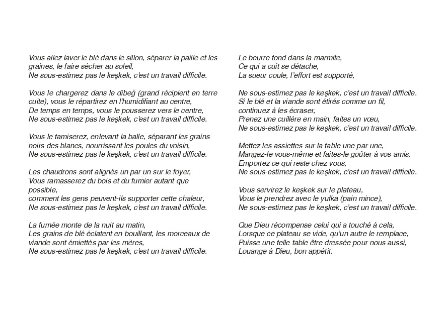 Festa, premier repas autour du keşkek, 14 septembre 2023, Marseille : texte